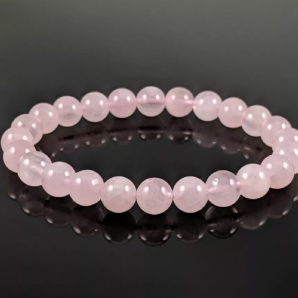 Natural Rose Quartz8mm beaded Stretch Bracelet